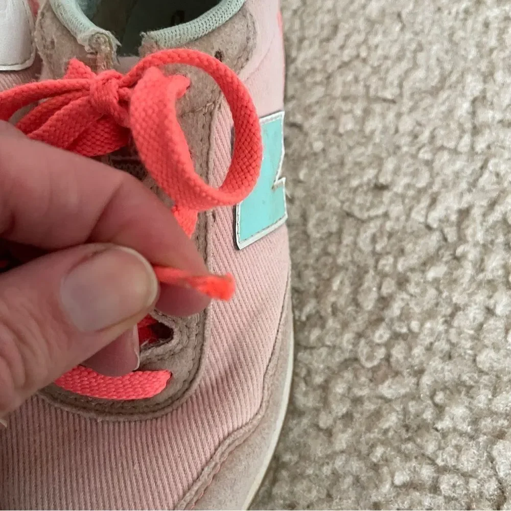 New Balance Girls 515 V1 Lace Up Sneakers in Pink and Aqua Size 13